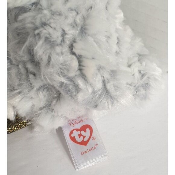 Ty Beanie Boo's Owlette the Owl 6" Stuffed Animal Plush Toy TySilk Collection - Picture 6 of 6